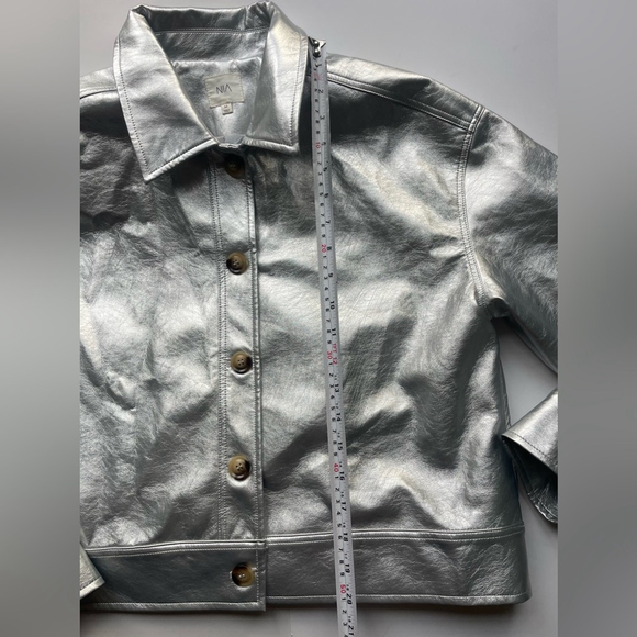 NIA “Venus Jacket” – Metallic Silver Faux Leather Jacket – Size Medium - Picture 10 of 11